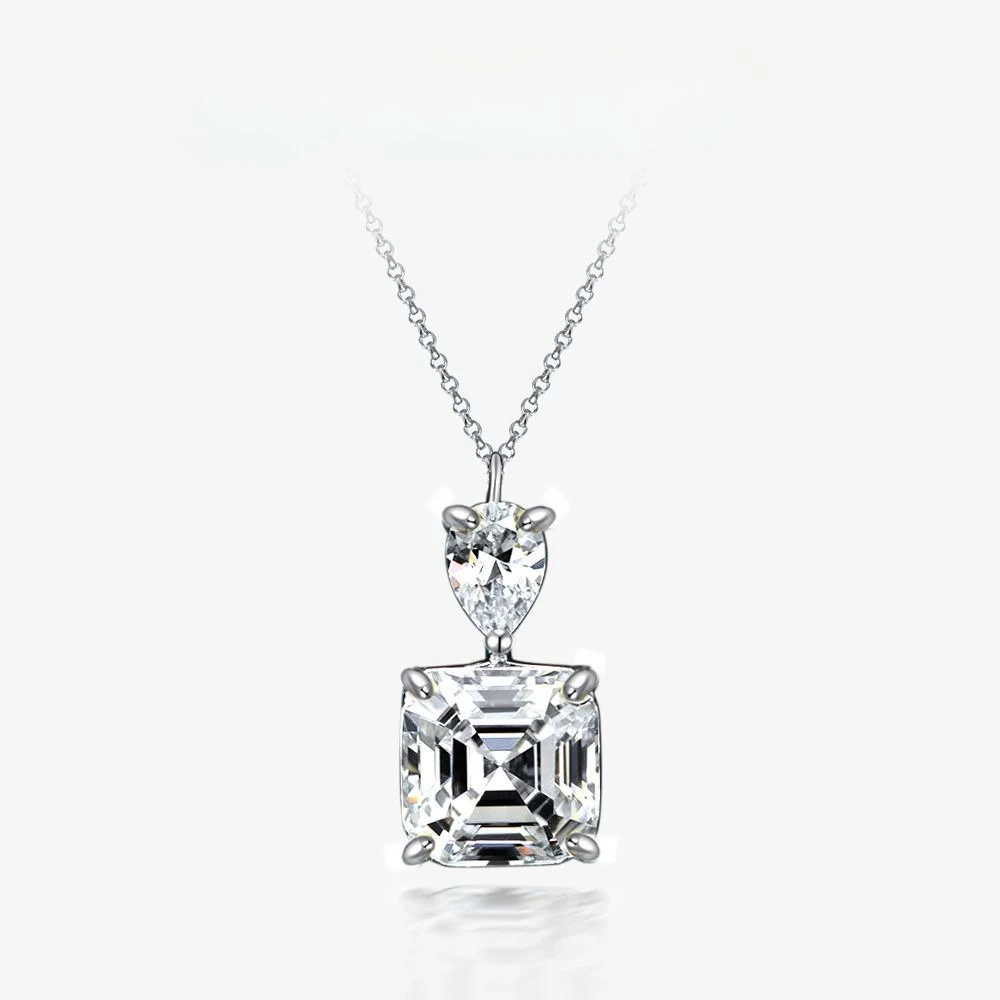 

New S925 Silver 8-Carat Necklace 10 * 10 High Carbon Diamond Pendant Ins Hot Selling Jewelry Wedding Jewelry