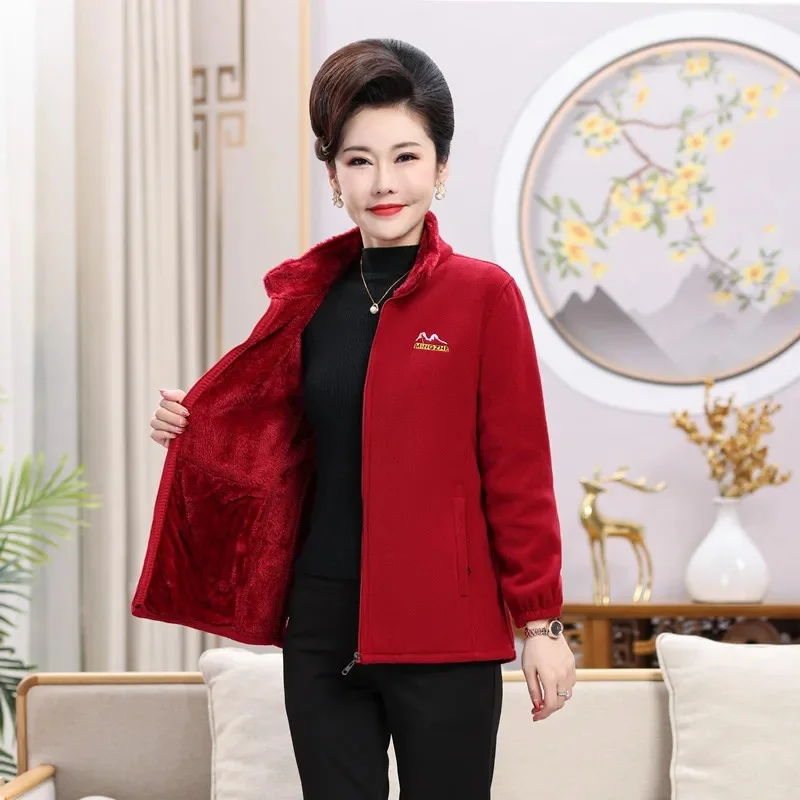 

Корейский женский повседневный кардиган с капюшоном, 2021, флисовое пальто для мам среднего возраста с длинными рукавами, осенняя женская куртка большого размера 5XL