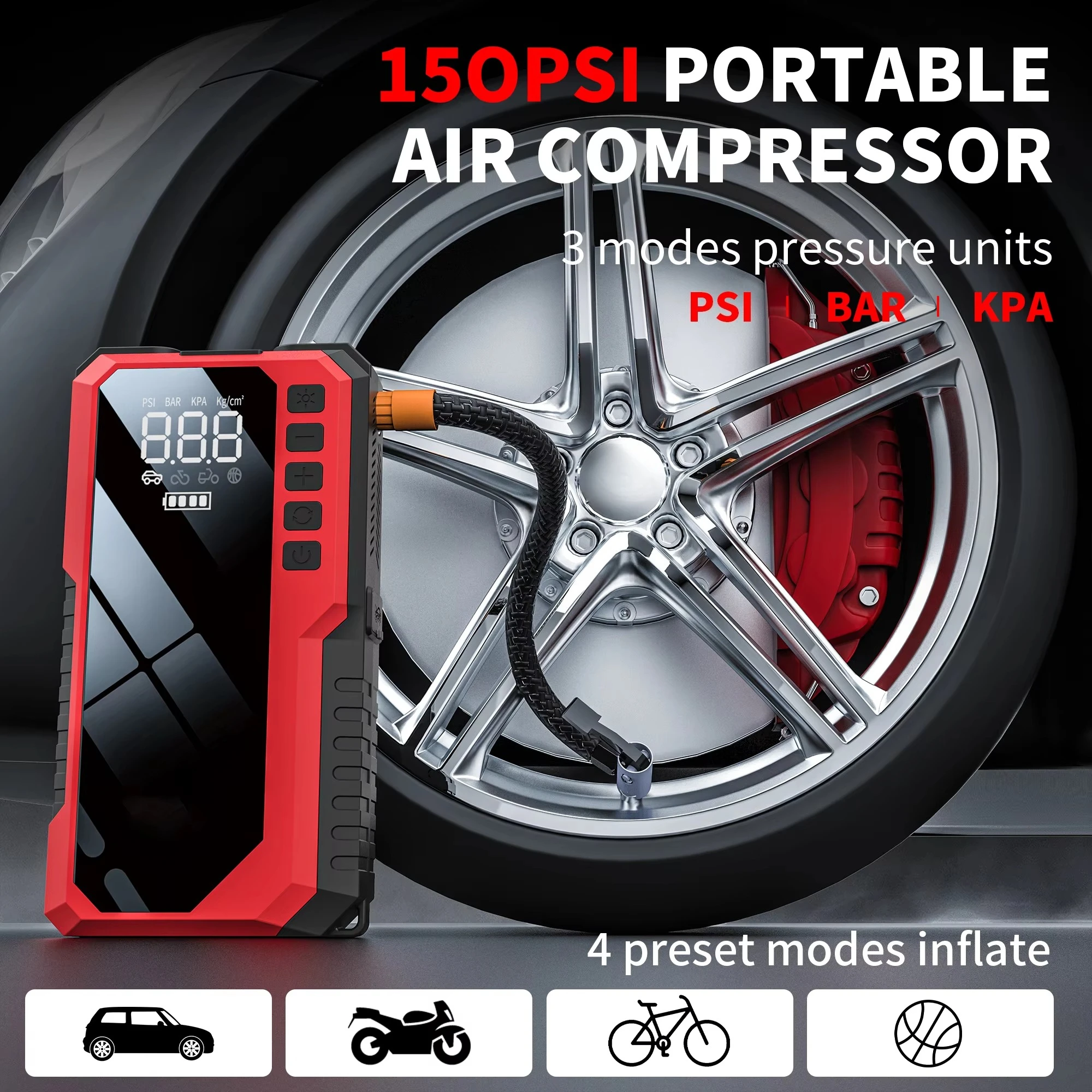 12000mAh Car Battery Starter Air Compressor Power Bank 12v Car Booster Auto Battery Charger Multi Function Jump Starter Splitter