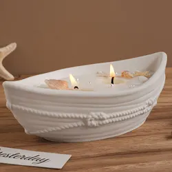 Boat Shape Candle Bowl Silicone Mold Canoe Cement Plant Pot Resin Anchor Candle Holder Concrete Casting Mould DIY Home Decor