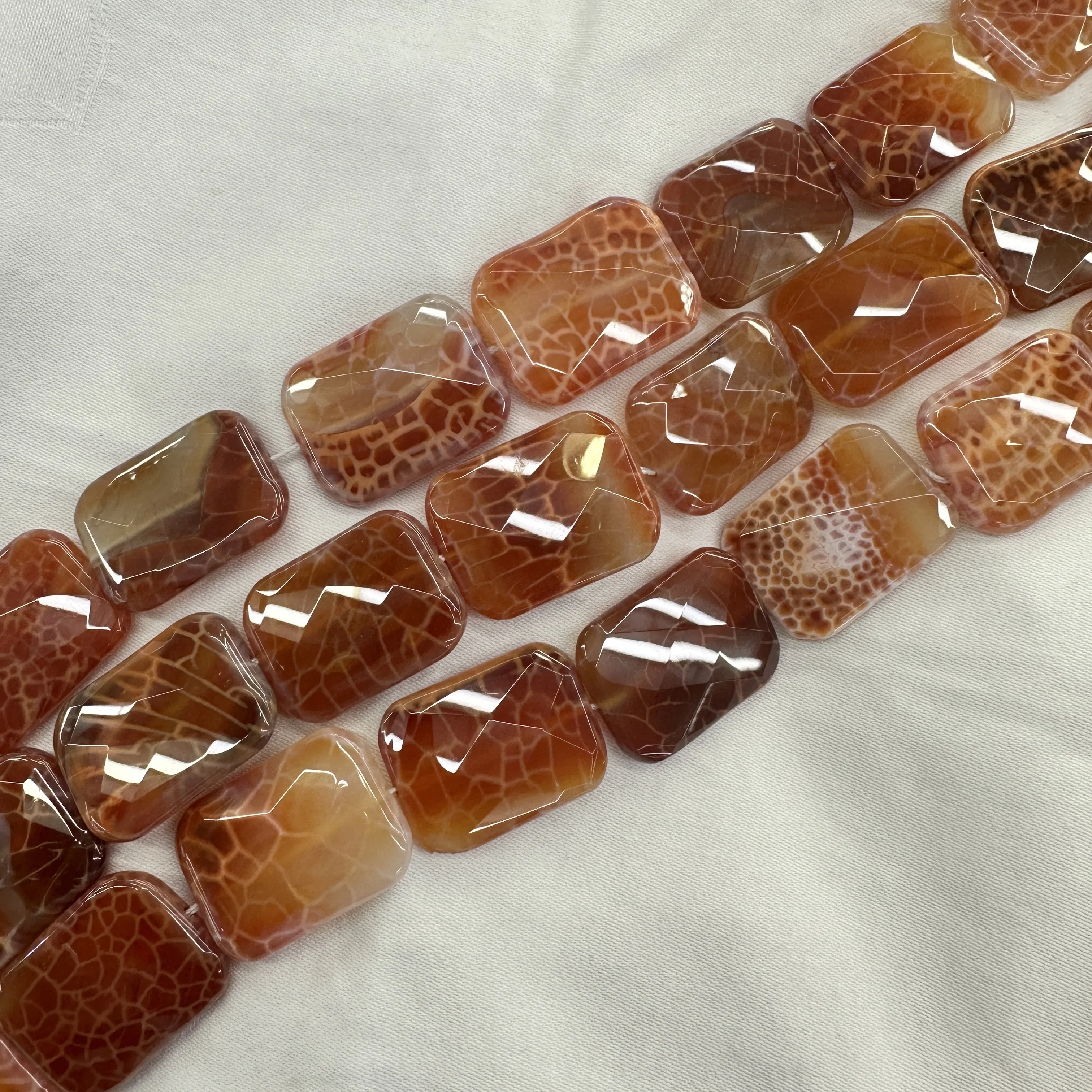 جديد قسط الحجر الطبيعي الخرز-30*40 مللي متر مربع قطع الأحمر النار العقيق مزيج اللون ل قلادة سوار ذاتي الصنع 15 "هدية بالجملة