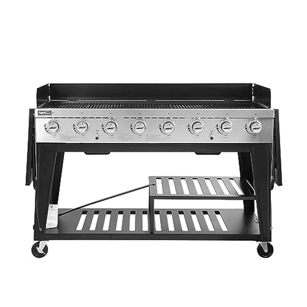 8-Burner Propane Gas Grill Outdoor Picnic or Camping 104,000 BTU Cooking Power 950 Sq Inches Cooking Surface Windscreen Aluminum