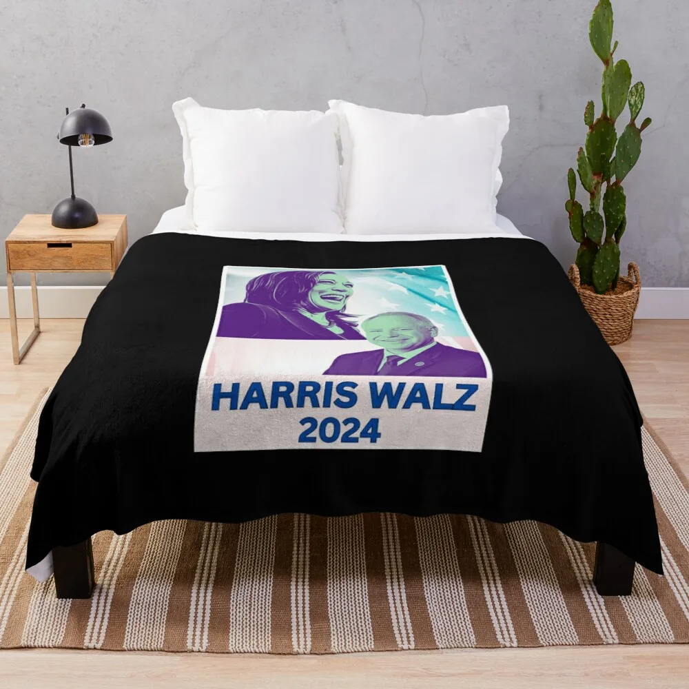 

Harris Walz 2024 Throw Blanket Plaid Soft Luxury Brand Thin Blankets