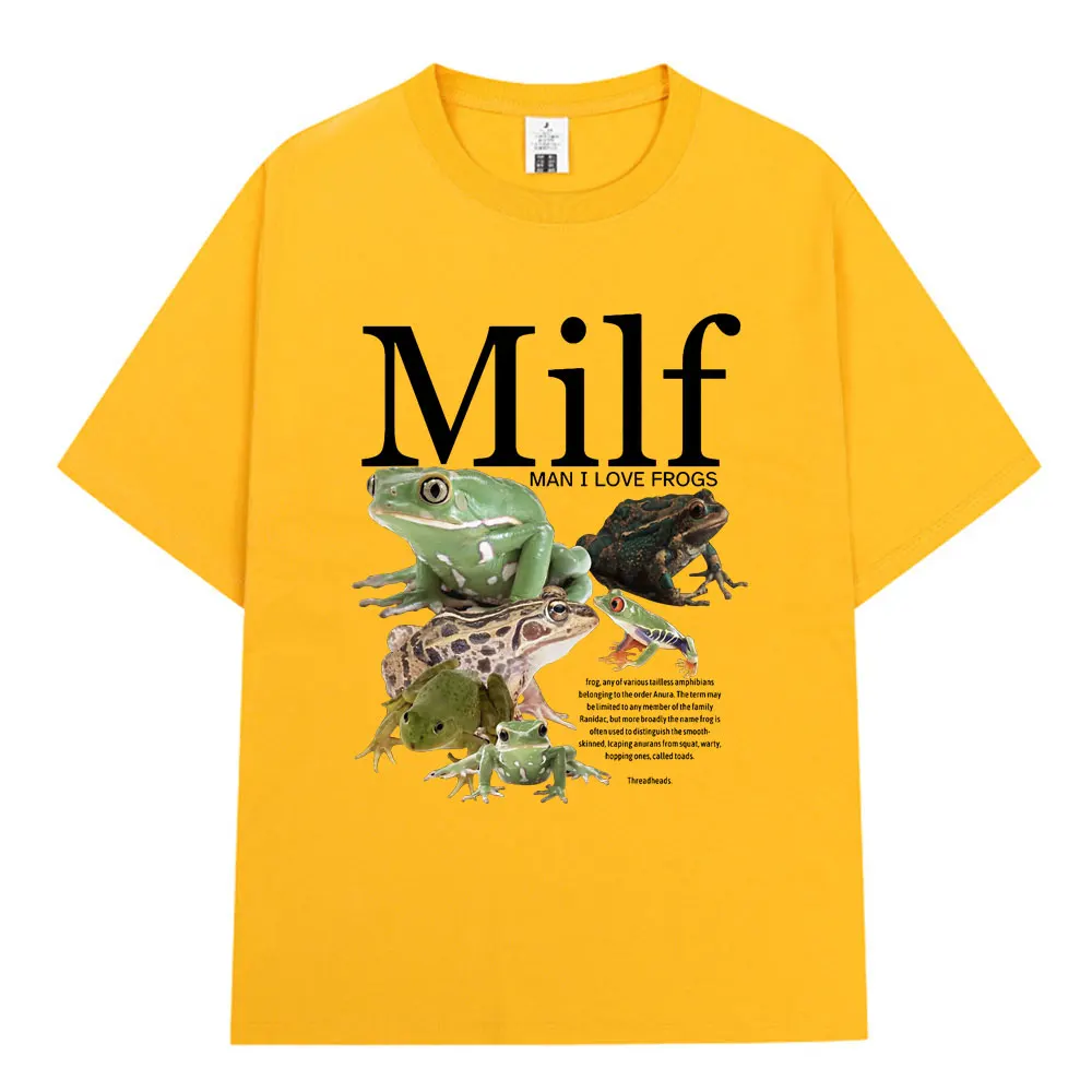 MILF Man I Love Frogs T Shirt Funny Frog Amphibian Lovers Vintage T-shirts Men Cotton Oversized Short Sleeve T-shirt Streetwear