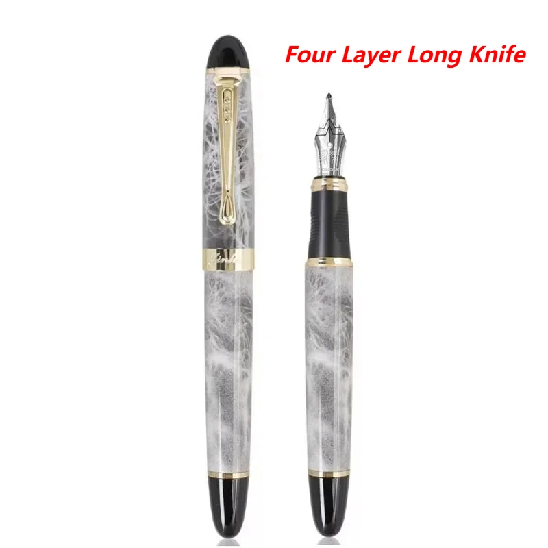 2026 Jinhao Four Layer Long Knife Tip Luxury Fountain Pen Blade 3.0MM 4.0mm Ink Pens School Supplies Writing Smooth Stationery