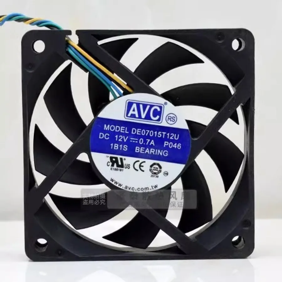 AA+for AVC DE07015T12U P046 DC12V 0.7A 7CM 4-Wire PWM Cooling Fan