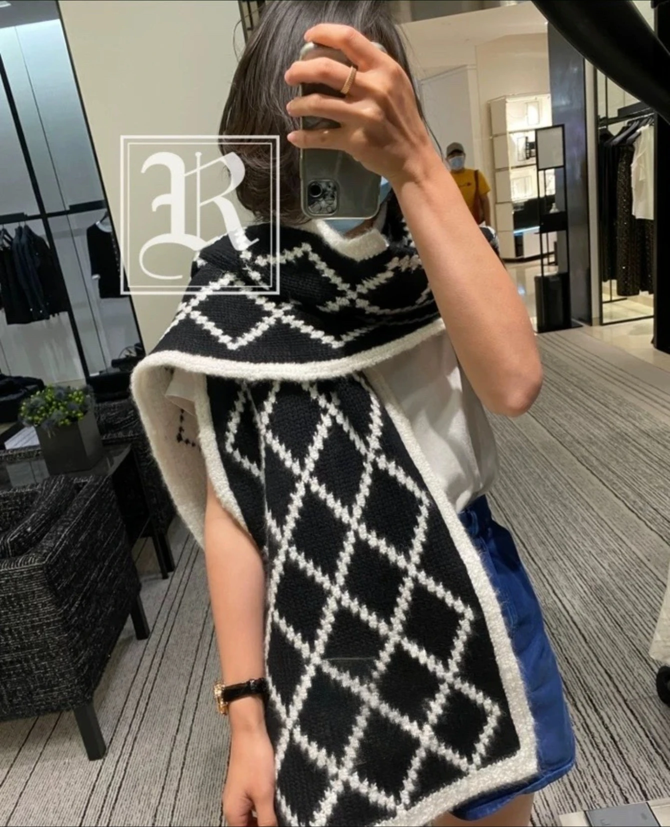 العلامة التجارية كامل مطبوعة رسالة C محبوك قبعة الجلد ودية حقيبة رئيس قبعة باردة وشاح دافئ + قفازات ثلاث قطع الكشمير مجموعة