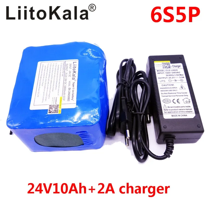 

LiitoKala Brand cells 24V 10Ah 6S5P battery pack lithium 350w e-bike li-ion 25.2V lithium bms electric bike battery 250W