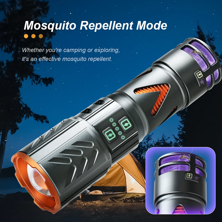 3-in-1 Multifunctional  Flashlight High Power Laser Led Rechargeable Powerful Outdoor Tactical Lamp Camping Lantern