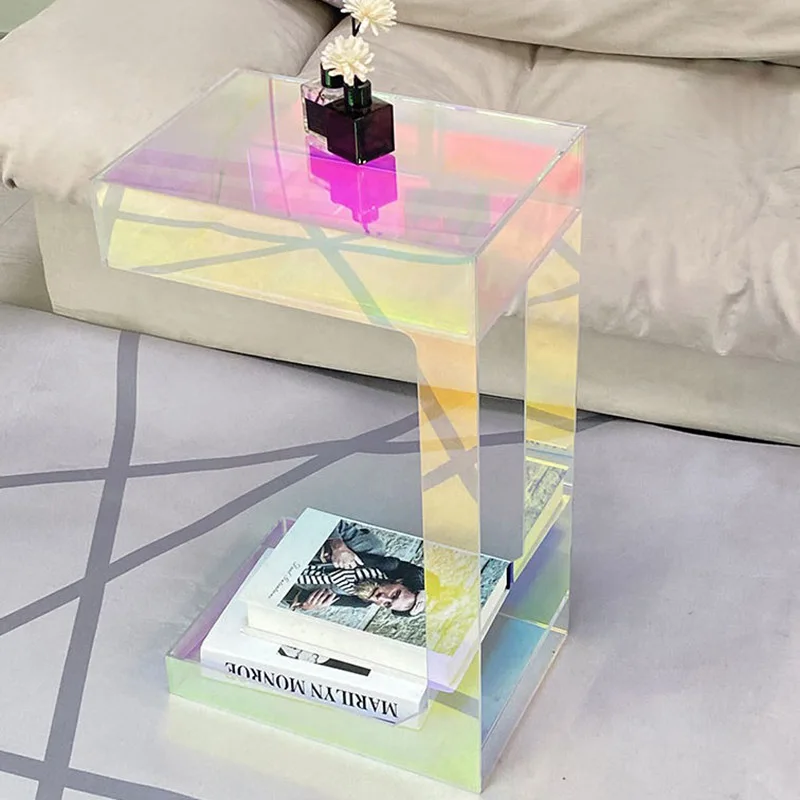 Acrylic Coffee Table Living Room Tea Tables Square End Table Colorful Creative Side Table  Furniture Nordic Modern Decorations