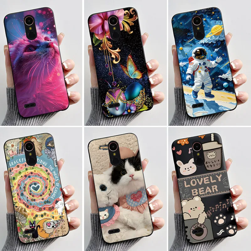 Capa para LG K10 2017 M250 X400 LGM-K121K LGM-K121L, capa traseira com desenho de gato fofo para LG K10 2018, capa protetora à prova de choque