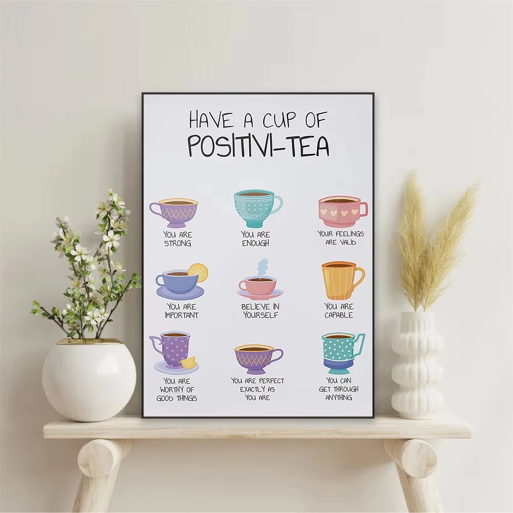 Affiche de santé mentale d'auto-affirmation de thérapie, impression de thé positivi, motivation, maison, chambre, bureau, peinture sur toile