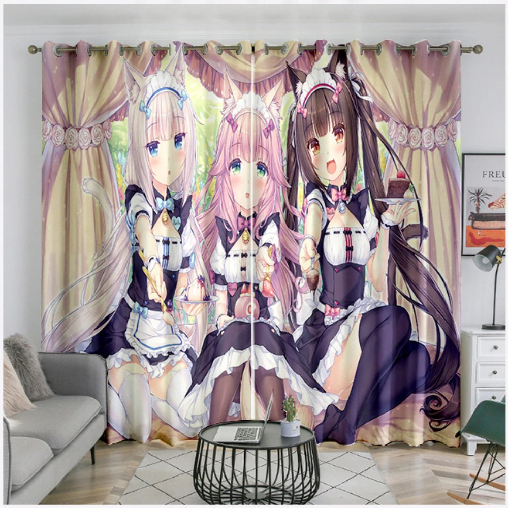 Folio/One Piece Anime Blackout Curtain Nekopara Japan Manga Window Drapes For Boys Girls Dormitory Bay Window Room Decora