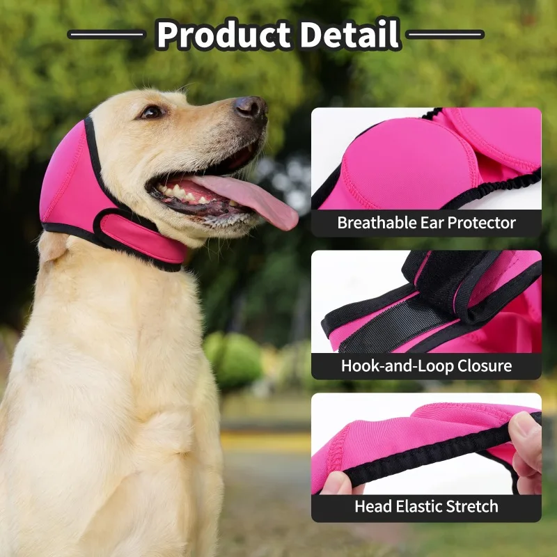 Hunde-Ohrenschützer, verstellbar, wasserdicht, Ohrenschutz für Haustiere, Lärmreduzierender Kopfwickel für Baden, Schwimmen, Donnerwetter – Detail 10