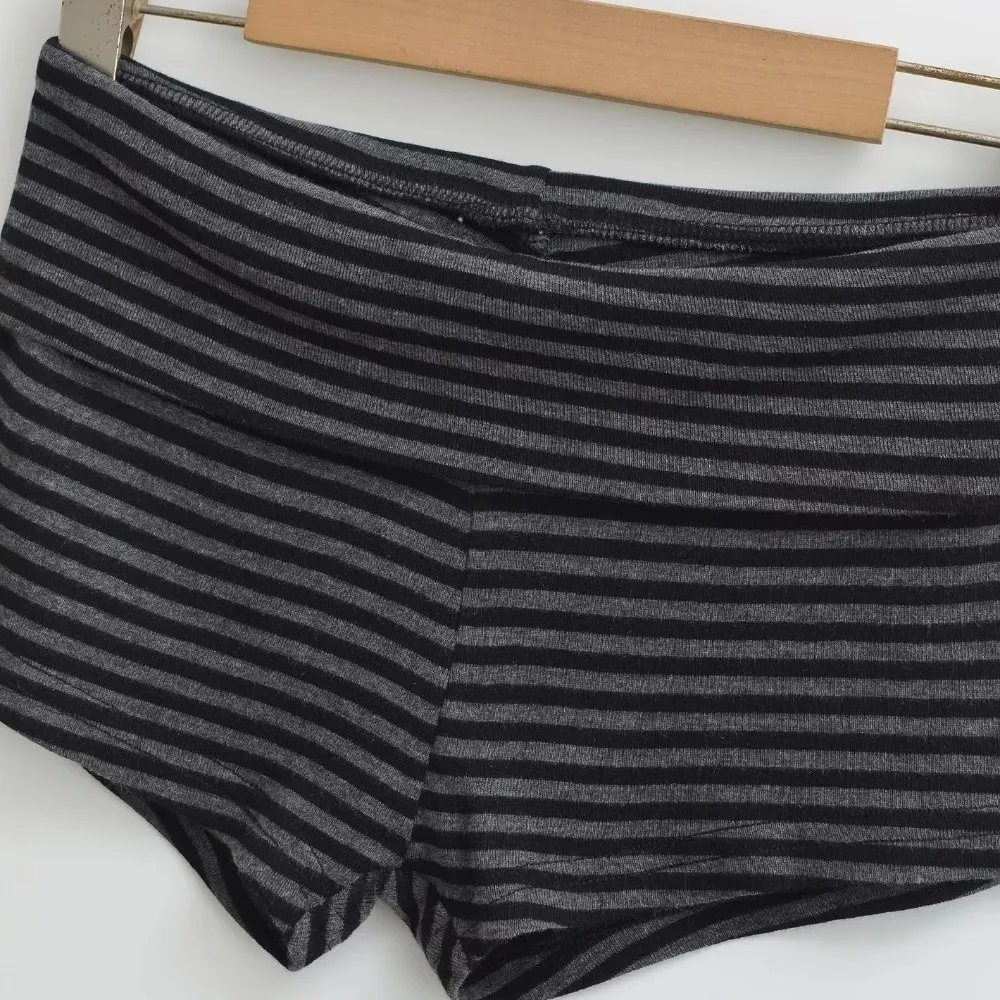American Style Low Waist Striped Shorts Striped Pattern High Elasticity Short Shorts Comfortable Hot Pants Women
