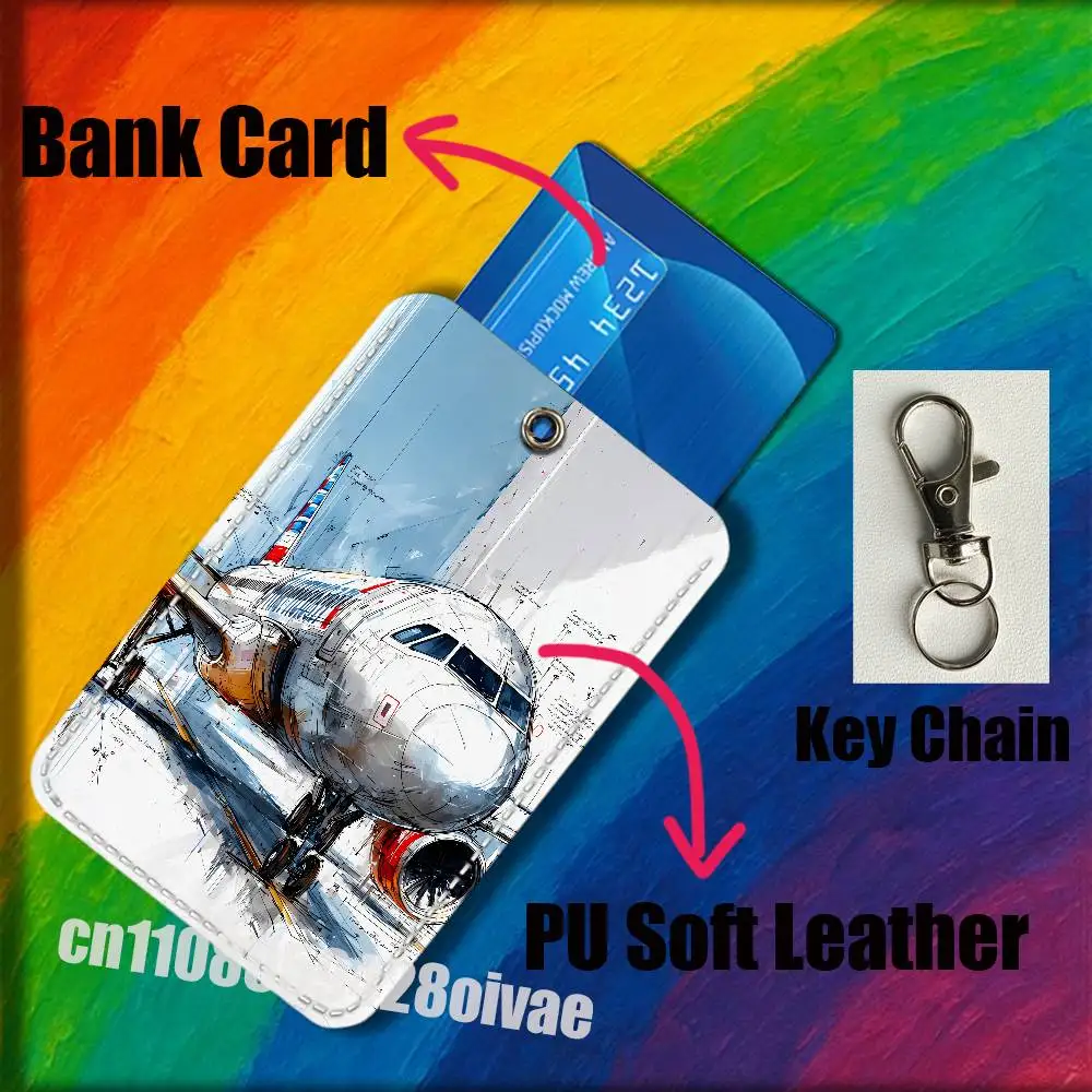AIRPORT Airplane Passenger Pplane For ID Clips Credit Bank Bag Bus Meal Card Holder Cover Pocket Decoration Keychain