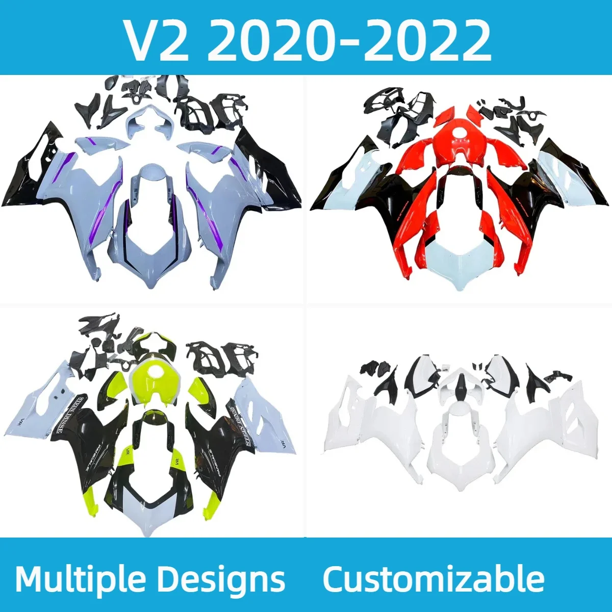 

Запчасти для вторичного рынка, обтекатели для Ducati V2 2020 2021 2022, обтекатели кузова мотоцикла, комплект обтекателей для литья под давлением из АБС-пластика 20 21 22