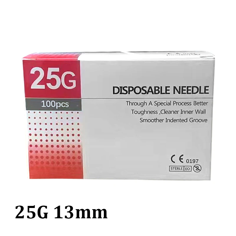100PCS 25G 30G 32G 33G 34GPainless Nadel 4/6/13mm Schönheit Ultrafeine Piercing transparente Spritze Injektion Kleber Klare Spitze Kappe