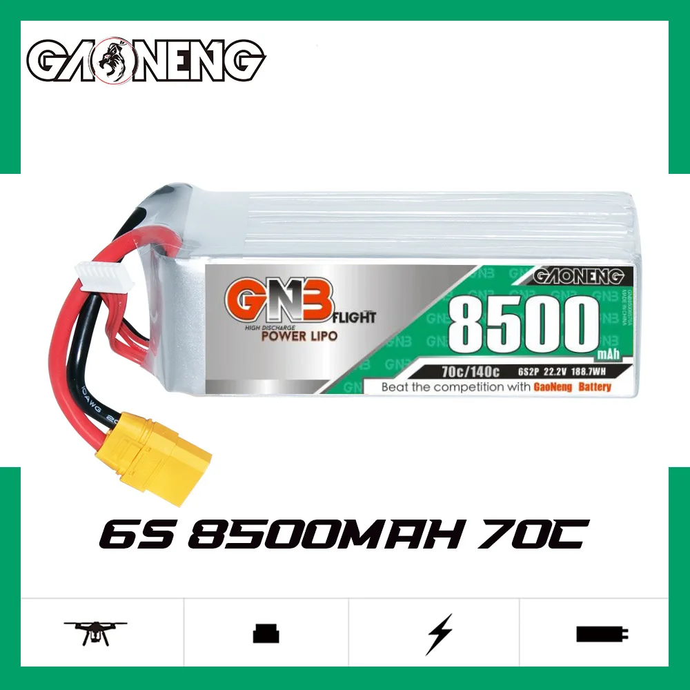 GNB 6S 22.2V 5500/7000/7200/8500/11000/13500mAh 70C بطارية ليبو مع XT60 XT90 XT90S التوصيل لطائرة هليكوبتر بدون طيار FPV