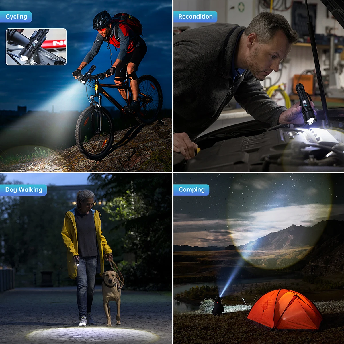 Super Bright LED Flashlight Rechargeable Handheld Tactical Flashlights Powered by Battery Powerful Waterproof for Emergencies