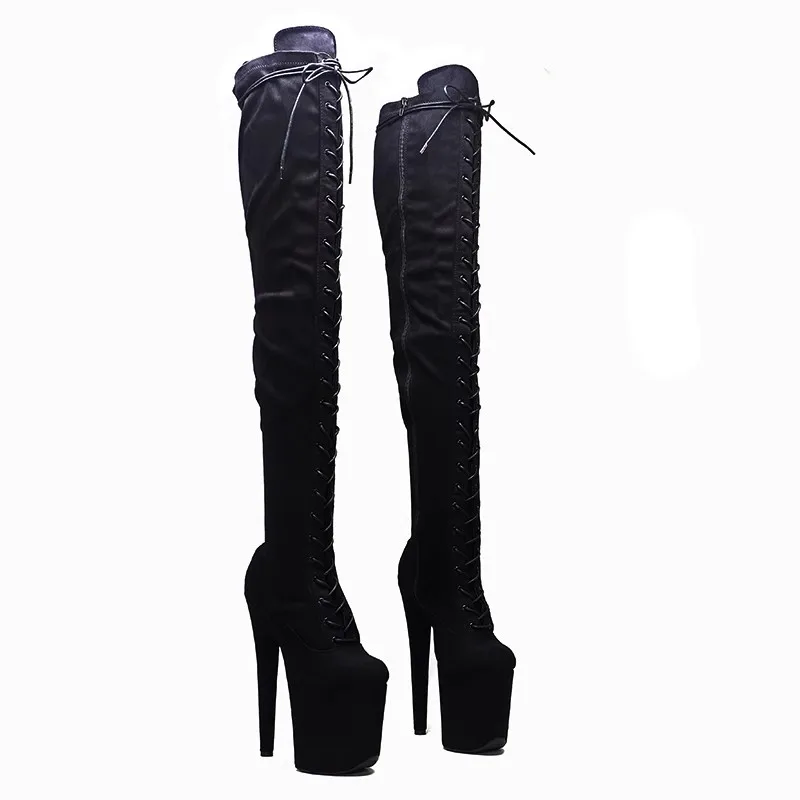 LAIJIANJINXIA, novedad, 20CM/8 pulgadas, plataforma superior de gamuza para mujer, tacones altos para fiesta, botas modernas por encima de la rodilla, zapatos de baile en barra 148