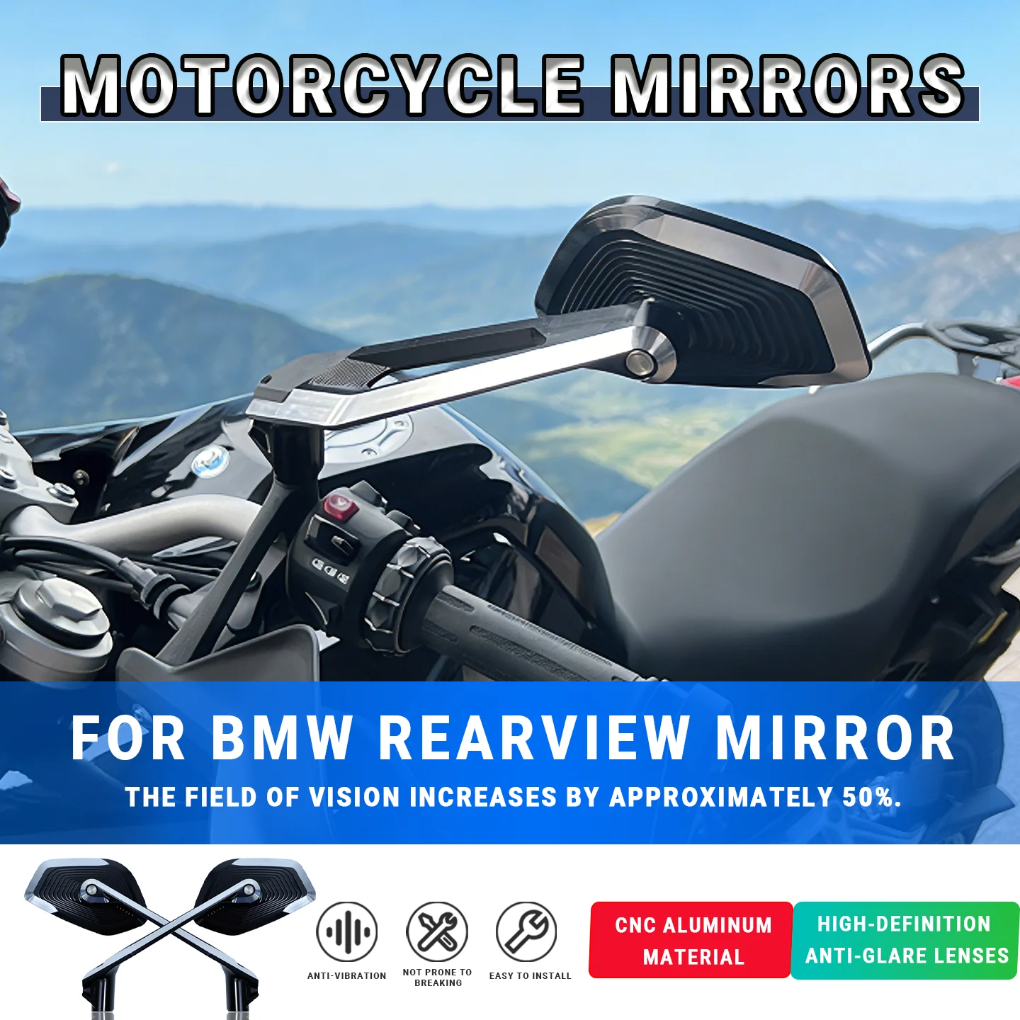 

For BMW Rear Mirror For BMW R1300GS R1250GS ADV R1200GS F900GS F850GS F750GS Motorcycle Mirror Angle Adjustable Side Rear Mirror