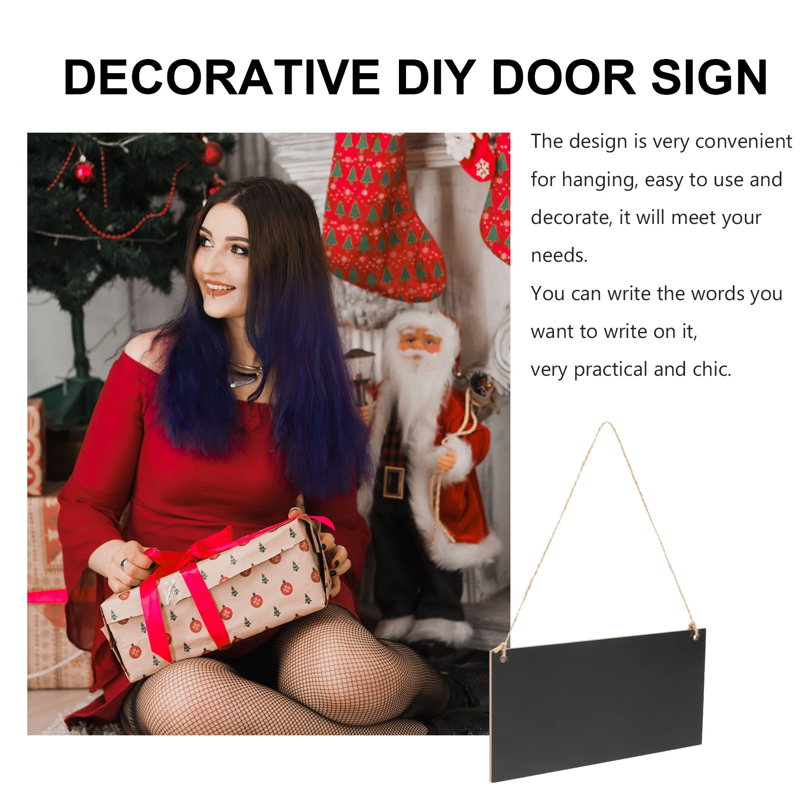 2 Pcs Wooden Blackboard Pendant Decorations Small Chalkboard Hanging Sign Door