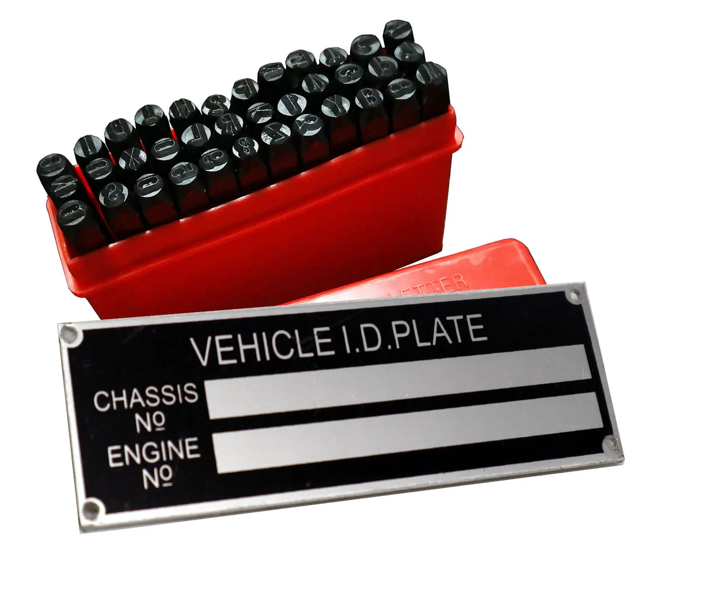 

Data card Blank VIN & Weight Chassis Plate with Number & Letter Stamp Punch Set ，worning sign data sign plate