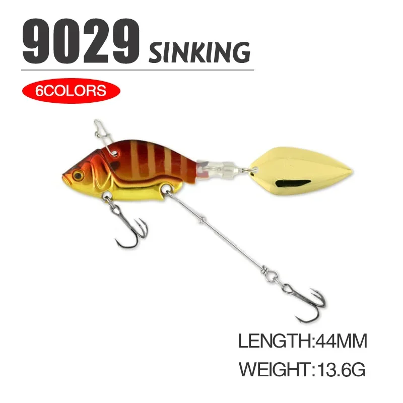 

NEW Rotating Metal VlB sinking vibration Bait Spinner Spoon Fishing Lures 44mm/13.6gJigs TroutWinter Fishing Hard Baits Tackle