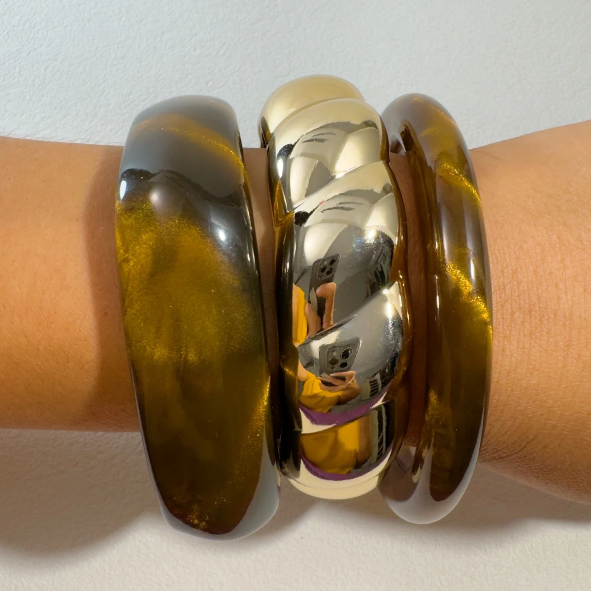 Docona Vintage Resin Twisted Chunky Bracelet Set Stackable Jewelry Ideal for Women's Daily Vacation Wear Accessories