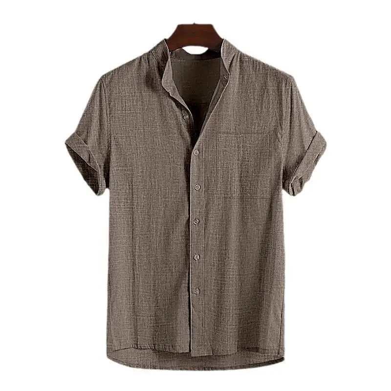 

Мужской хлопковый льняной воротник ort Sve Кардиган Slim Fit Летняя тонкая однотонная повседневная модная мужская одежда