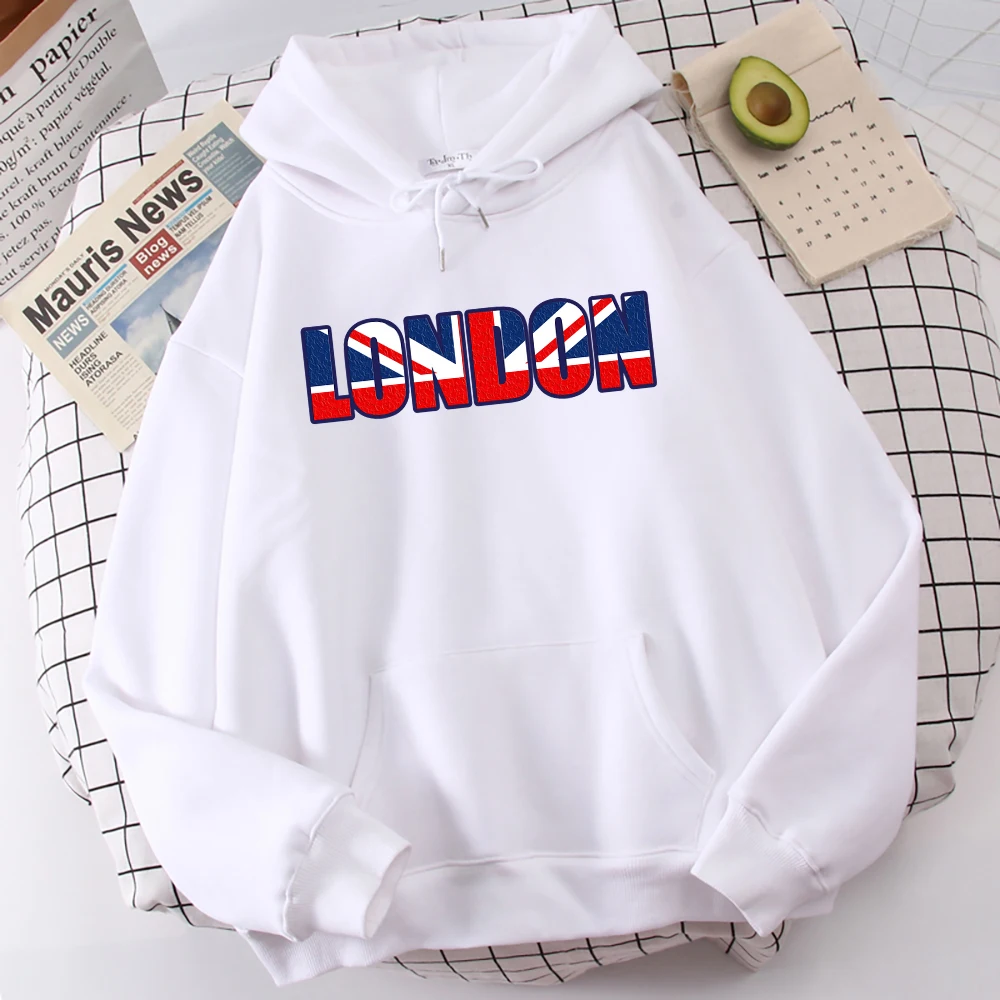 London British Flag Patriotic Hoody Women\'S Oversize Harajuku Sweatshirt Autumn Loose Tracksuit Simple Fleece Woman Tracksuit