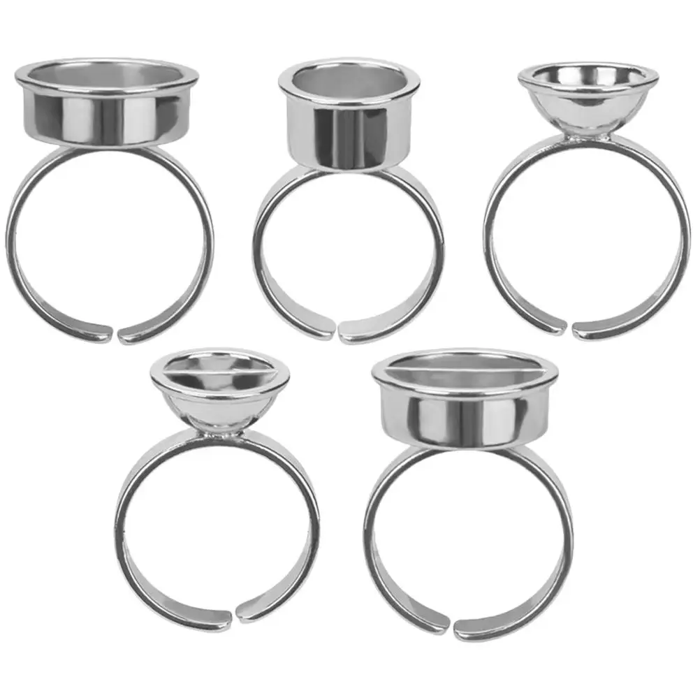 

5 Pcs Stainless Steel Glue Cups Pigment Ink Rings Tattooing Supplies Silver Reusable Large Medium Small Eyelash Tools