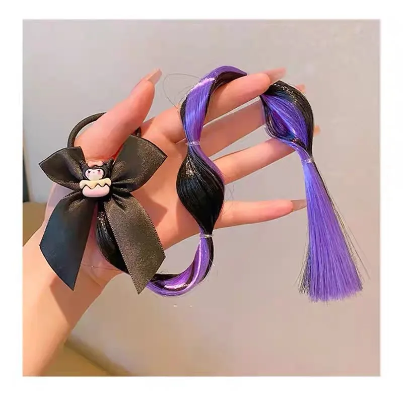 Sanrio Kuromi Mädchen Halloween-Kostümzubehör Cosplay Haarspangen Perücke Zopf Haargummi Bubble-Zopf Pferdeschwanz Haarband Schleifenklammer – Detail 11