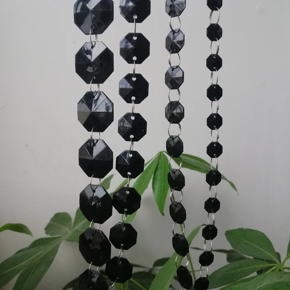 Camal 1M 3,3FT 10/14/18/25mm Schwarz Achteckige Acryl Kristall Perlen Girlande Hängende Kette Hochzeit Vorhang Weihnachten Ornament Dekor – Detail 4