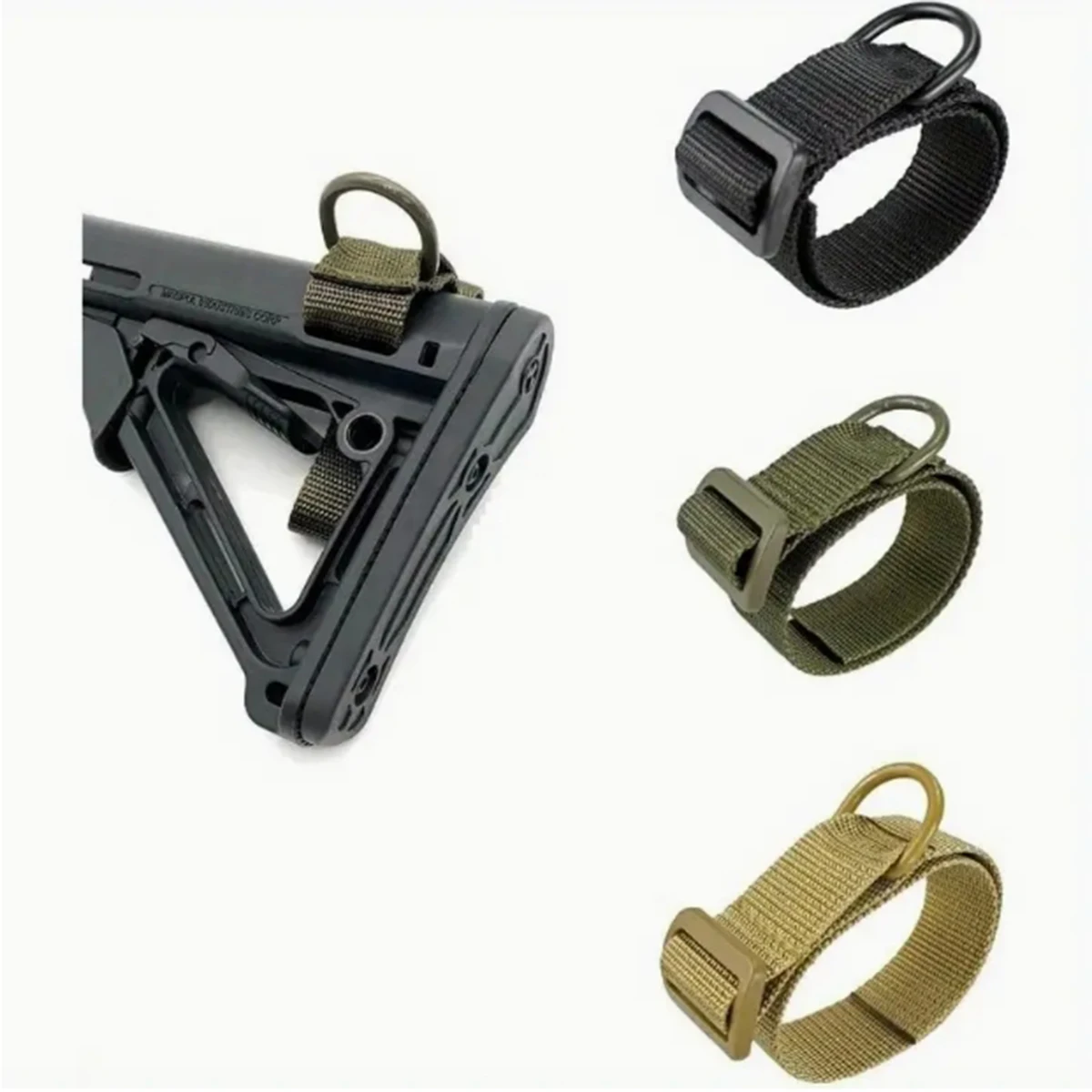 Tactical Gun Sling Adapter Black Heavy Duty D Ring Loop Nylon Webbing Shoulder Strap Attachment for Shotgun Rifle Buttstock