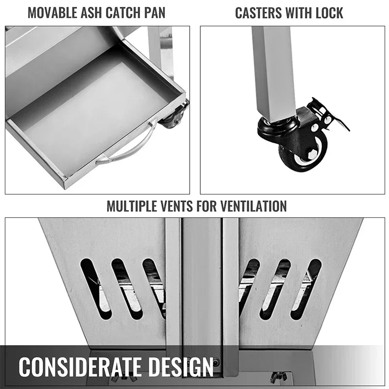 2 in 1 Rotisserie Grill W Lockable Wheels for Roasting Sheep Turkey Beef Fish BBQ Grill 40KG/88 LBS    Roaster Grill
