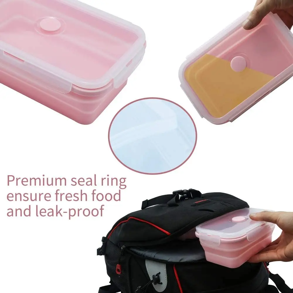 Set di 4 contenitori per il pranzo pieghevoli in silicone per picnic all'aperto, portatili per adulti (blu) | Leroy Merlin