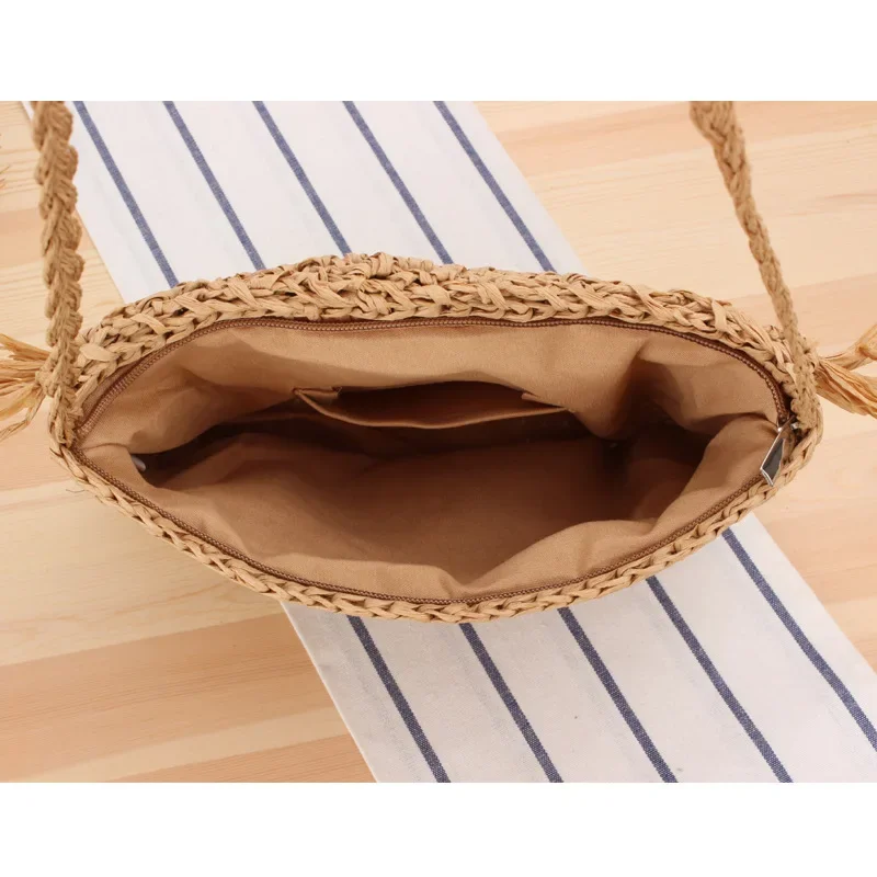 Summer Straw Bags For Women Handmade Tassel Beach Bags 2022 Raffia Rattan Woven Handbags Vacation Shoulder Crossbody Bags Clutch