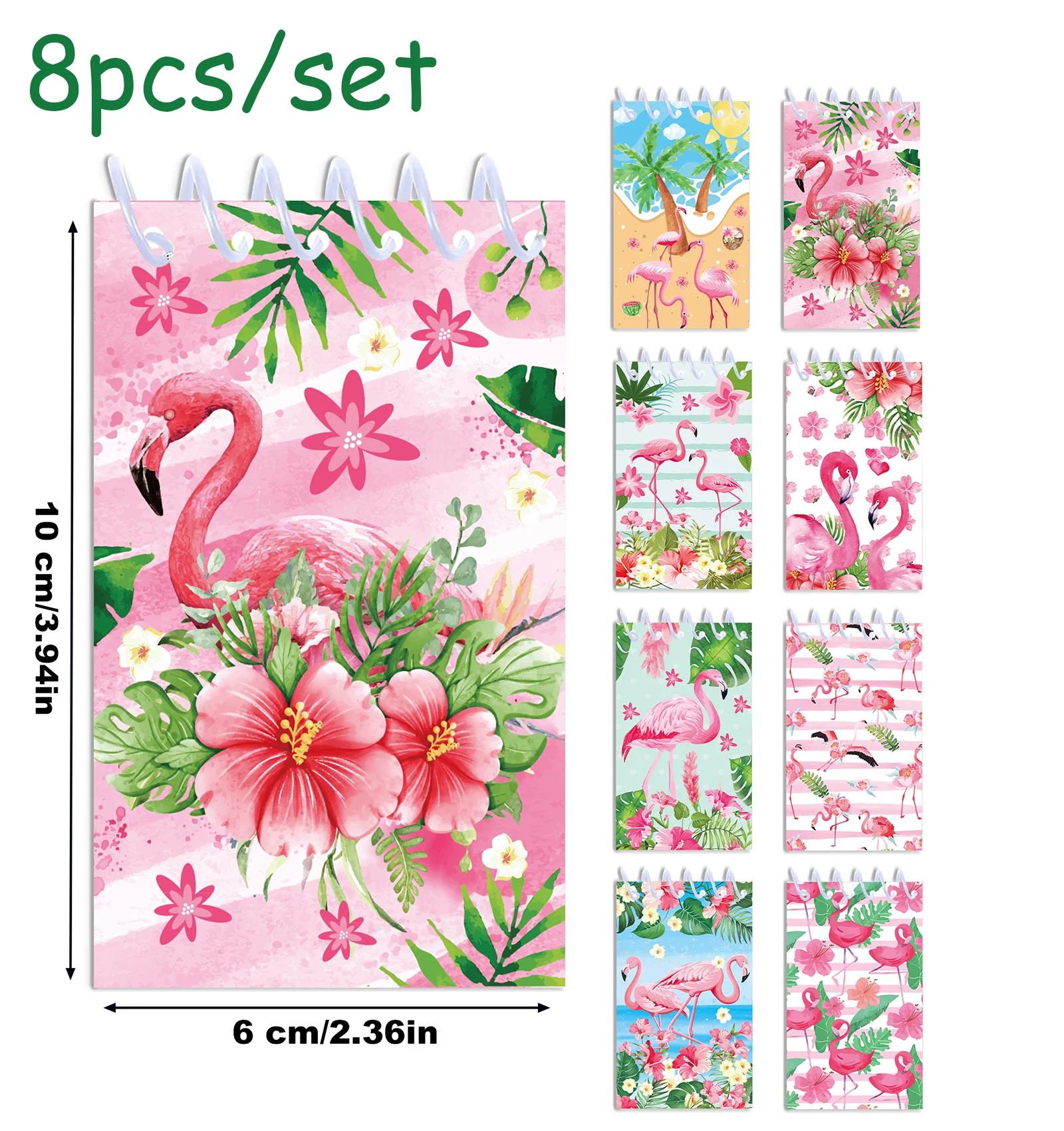 8pcs ฮาวาย Flamingo MINI SPIRAL Pocket Notebooks MeMO Pad COIL หนังสือเล่มเล็ก Notepads สําหรับเครื่องเขียนไดอารี่โรงเรียนปาร์ตี้ฤดูร้อน