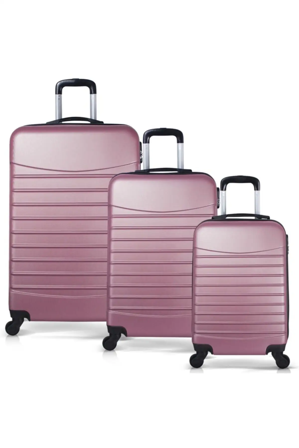 Unisex  Classic Abs 3-Piece Suitcase Set Rose Gold