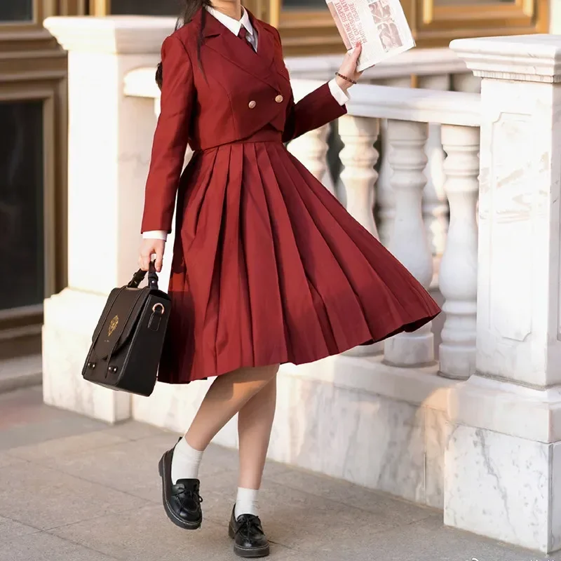 Falda de protección de pecho para mujer, traje de uniforme JK, chaqueta de protección de pecho japonesa auténtica, traje pequeño de estilo universitario, traje básico