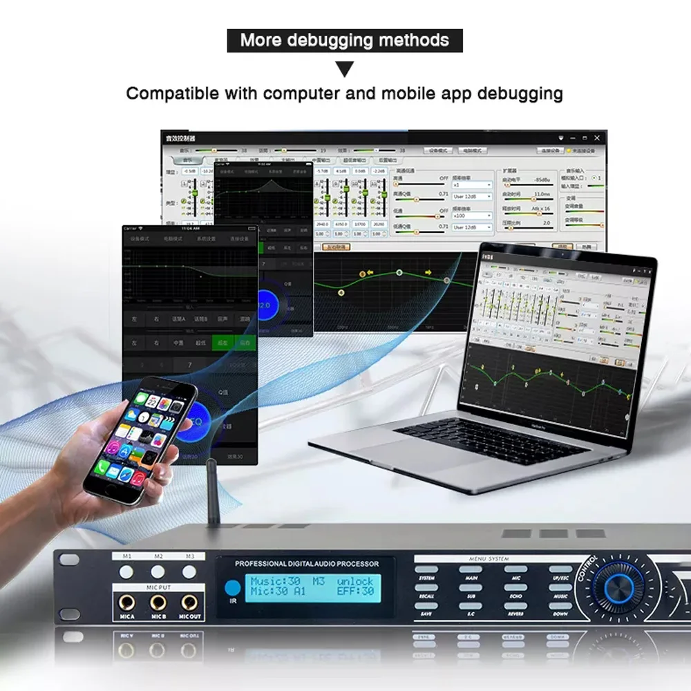 AP-800 DSP Professional Digital Audio Processo Pre-effects KTV  Echo Effec System DJ Mixer Processing Controller Anti-Whistling