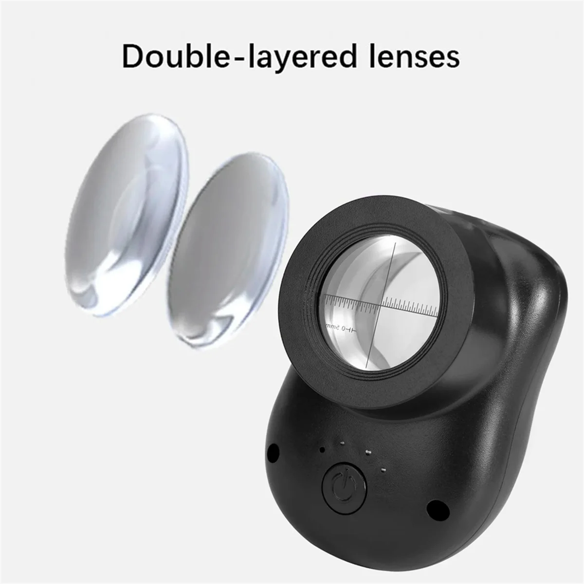 【T330】Lupa de lente de vidro duplo 40X com luzes LED brilhantes (3 modos), lupa de joalheiros portátil para selos de moedas