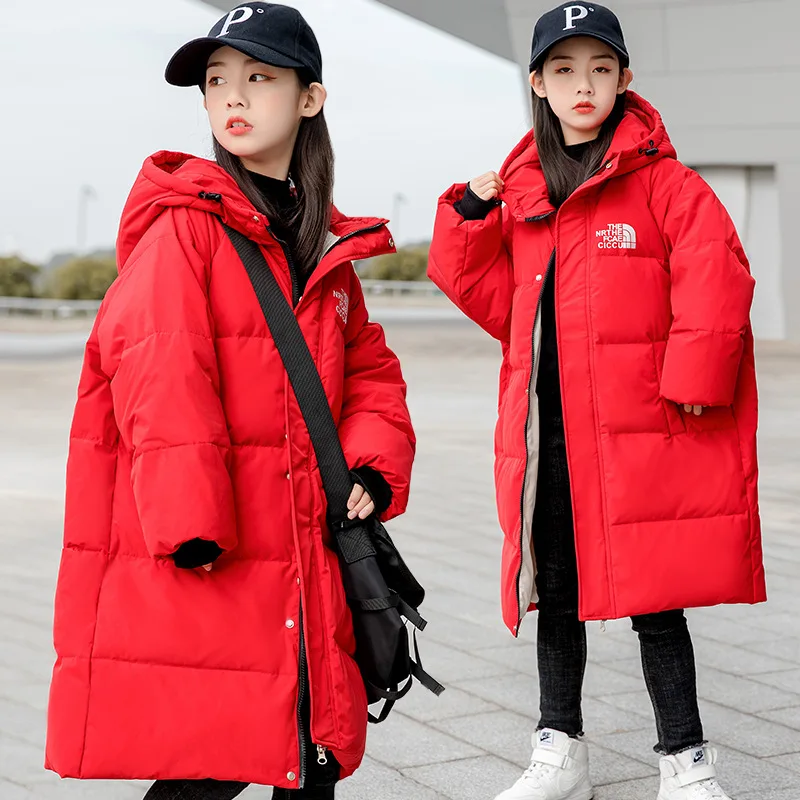 new children's down jacket boys and girls thickening middle and big children's long windproof thickening jacket parka