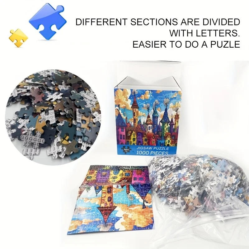 Charming 1000pcs Jigsaw Puzzle - Cute Town Scene, Perfect for Adults & Collectors, Ideal for Home Wall Decor & Holiday Gift