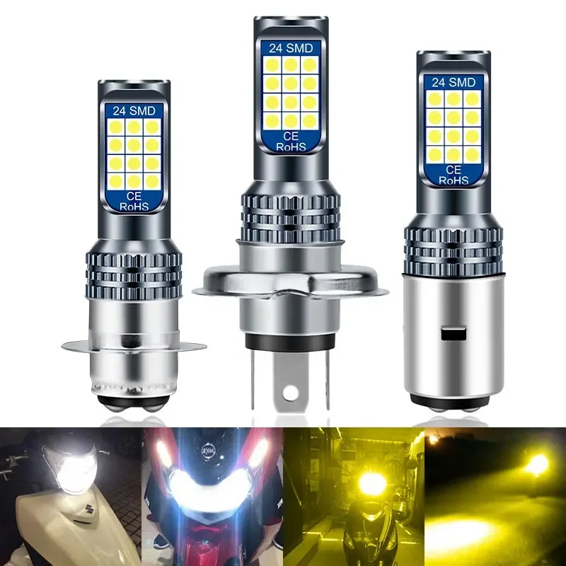 BA20D H6M P15D H4 LED Motorbike Headlamp DRL Day Running Light High Low Beam Moto Fog Light Motorcycle Scooter Accessories