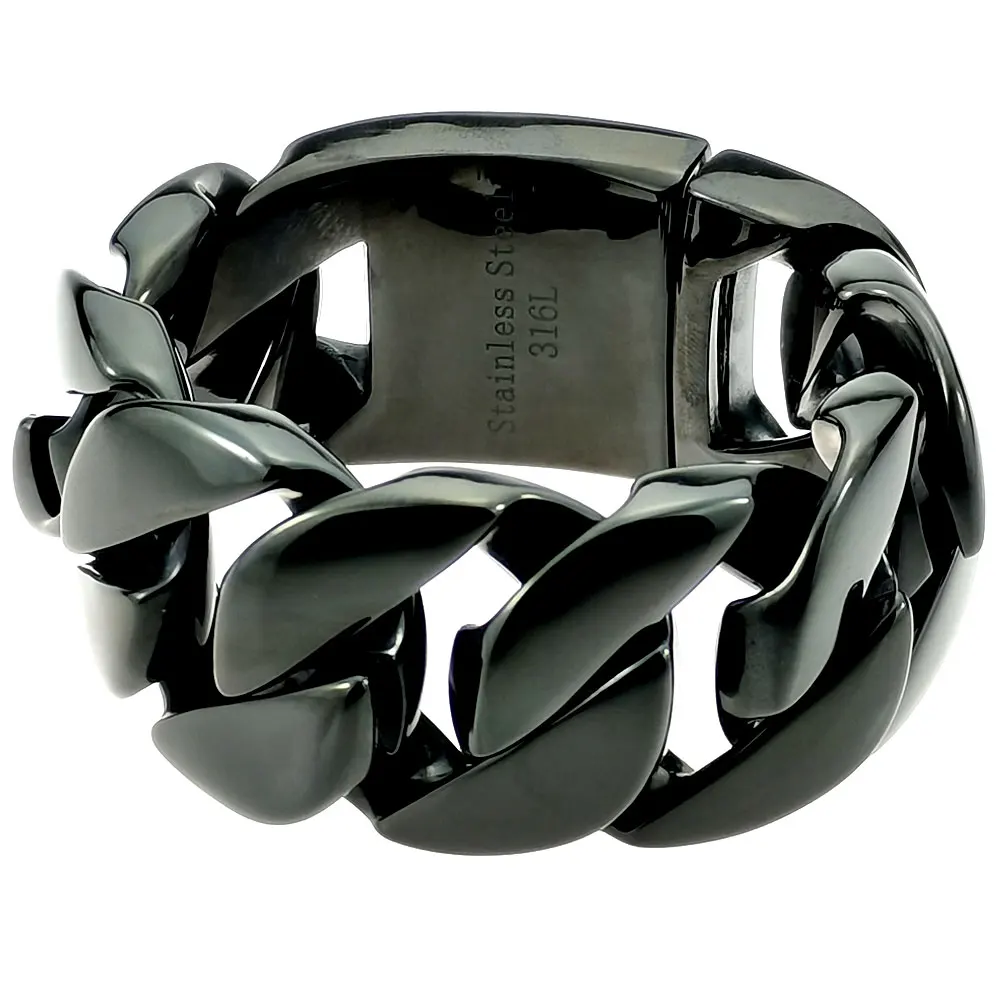 سوار من الفولاذ المقاوم للصدأ ثقيل الوزن - إكسسوار أزياء رجالي أسود #3