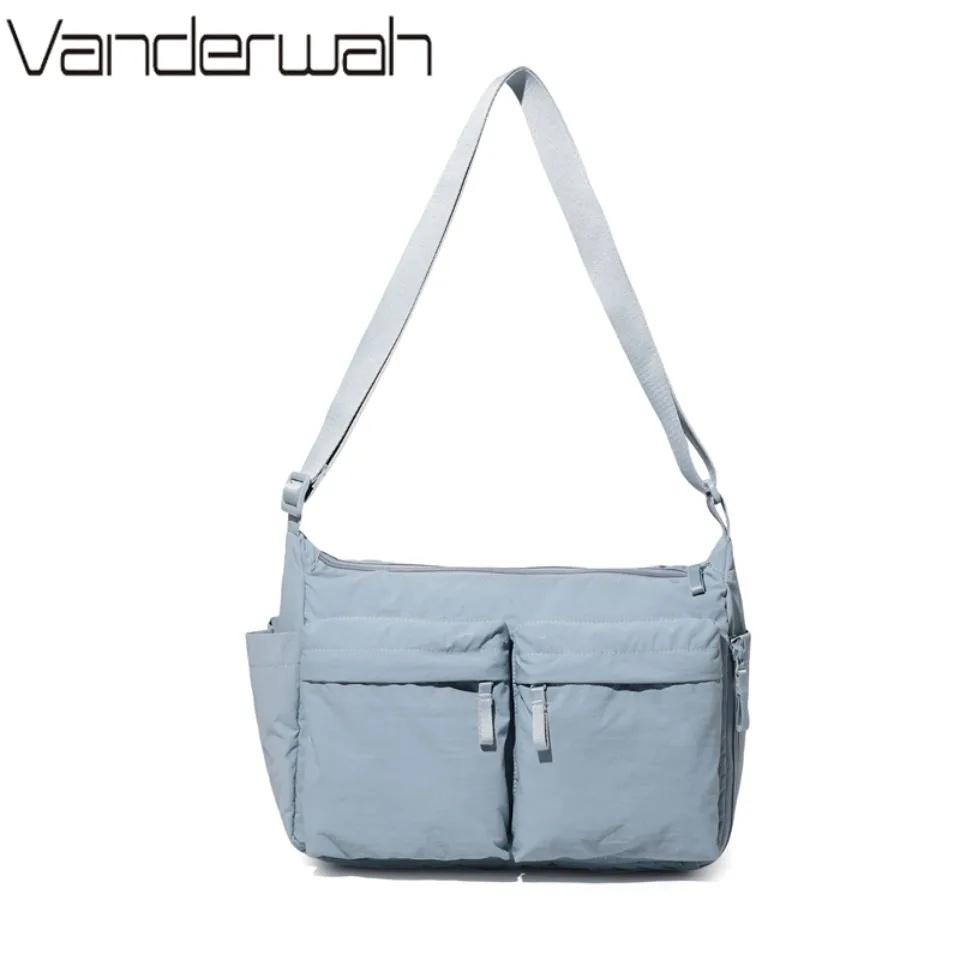 

Unisex Big Waterproof Nylon Crossbody Bag Multi-Pocket with Water Bottle Holder Messenger Shoulder Bag for Men Women Commute Sac