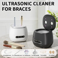 Ultrasonic 48KHZ Cleaner Machine, Automatic Denture Cleaner USB Makeup brush Cleaner, 3 Timing function for All Dental Appliance